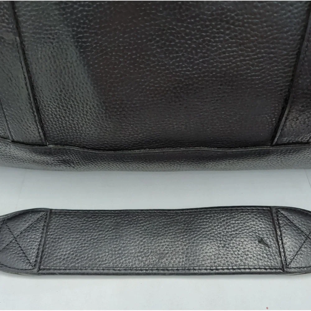 Vtg L.L. Bean Black Pebbled Leather Messenger Bag Satchel Casual Travel Laptop